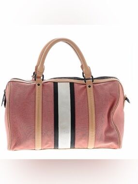 L.A.M.B Pink Canvas Weekend Satchel with Tan Trim